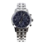 Tissot PRC200 chronograph stainless steel gentleman's bracelet watch, ref. T461, circular blue dial,