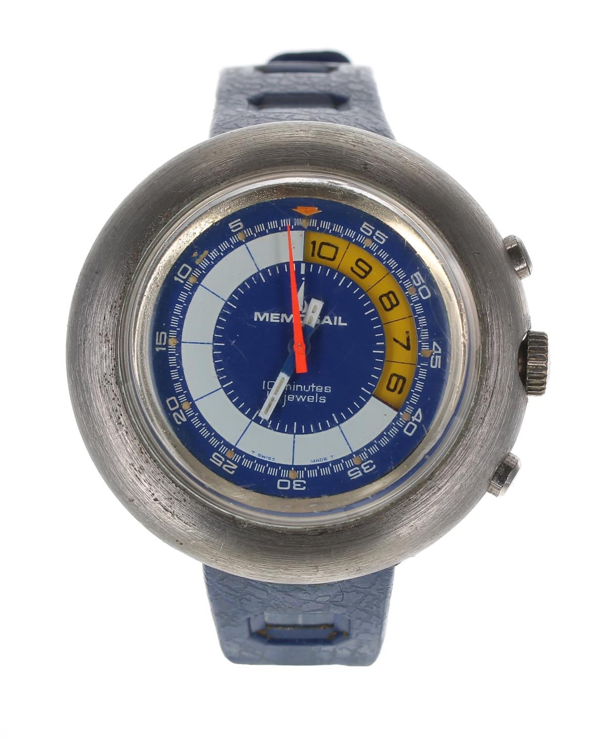 Memosail Regatta countdown chronograph gentleman's wristwatch, case no. 1000-3, circular blue dial