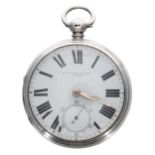 Victorian silver fusee lever pocket watch, London 1874, signed Wm Potts & Sons, Leeds, no. 7061,