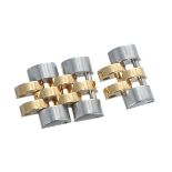 Rolex - three gold and steel jubilee watch bracelet links, 12mm (3)