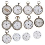 Nine nickel cased lever pocket watches for repair or spares, the dials branded Salmon, St. Colomb;