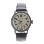 Timor WWII Military ATP issue stainless steel gentleman's wristwatch, silvered dial with Arabic