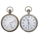 RYF & Marchand Ltd Military nickel cased lever pocket watch, 15 jewel two adjustments movement