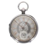Victorian silver fusee lever pocket watch, Birmingham 1872, signed Cohen, Leeds, no. 3276, with dust