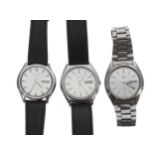 Three Seiko automatic stainless steel gentleman's wristwatches, to include 7009-3040, 7009-8150,