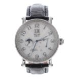 Davis Retro Collection 0860 Power Reserve automatic stainless steel gentleman's wristwatch, black