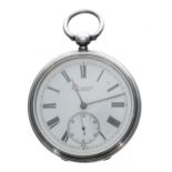 J.W. Benson silver fusee lever pocket watch, London 1885, 'The Ludgate Watch' three quarter plate