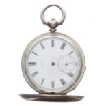 Baume Genéve silver cylinder hunter pocket watch, signed three quarter plate gilt frosted movement