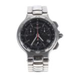 Longines Conquest chronograph stainless steel gentleman's wristwatch, ref. L1.616.4, black dial,