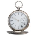 Victorian silver fusee lever hunter pocket watch, London 1871, signed Thos Minstrell, Coventry 1872,