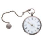 Victorian silver fusee lever pocket watch, London 1882, unsigned movement, no. 21183, Roman
