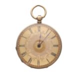 Baume, Genéve 18k cylinder pocket watch, signed engraved gilded dial with Roman numeral, signed