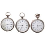 Three Waltham silver lever pocket watches for repair