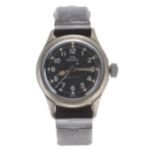 Rare Hamilton US Military Buships nickel and stainless steel wristwatch, the signed dial with Arabic