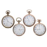 Four assorted gold plated pocket watches (4)