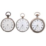 Silver lever pocket watch, import hallmarks London 1911, 47mm (lacking glass and subsidiary hand);