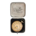 Small Victorian 18ct fusee lever pocket watch, London 1877, unsigned movement, no. 5404, with floral