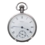 Waltham silver lever pocket watch, Birmingham 1926, movement no. 25021741, signed Roman numeral dial