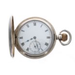 Silver hunter lever pocket watch, Birmingham 1923, Swiss 'LTG' movement (L Tieche Gammeter), Roman