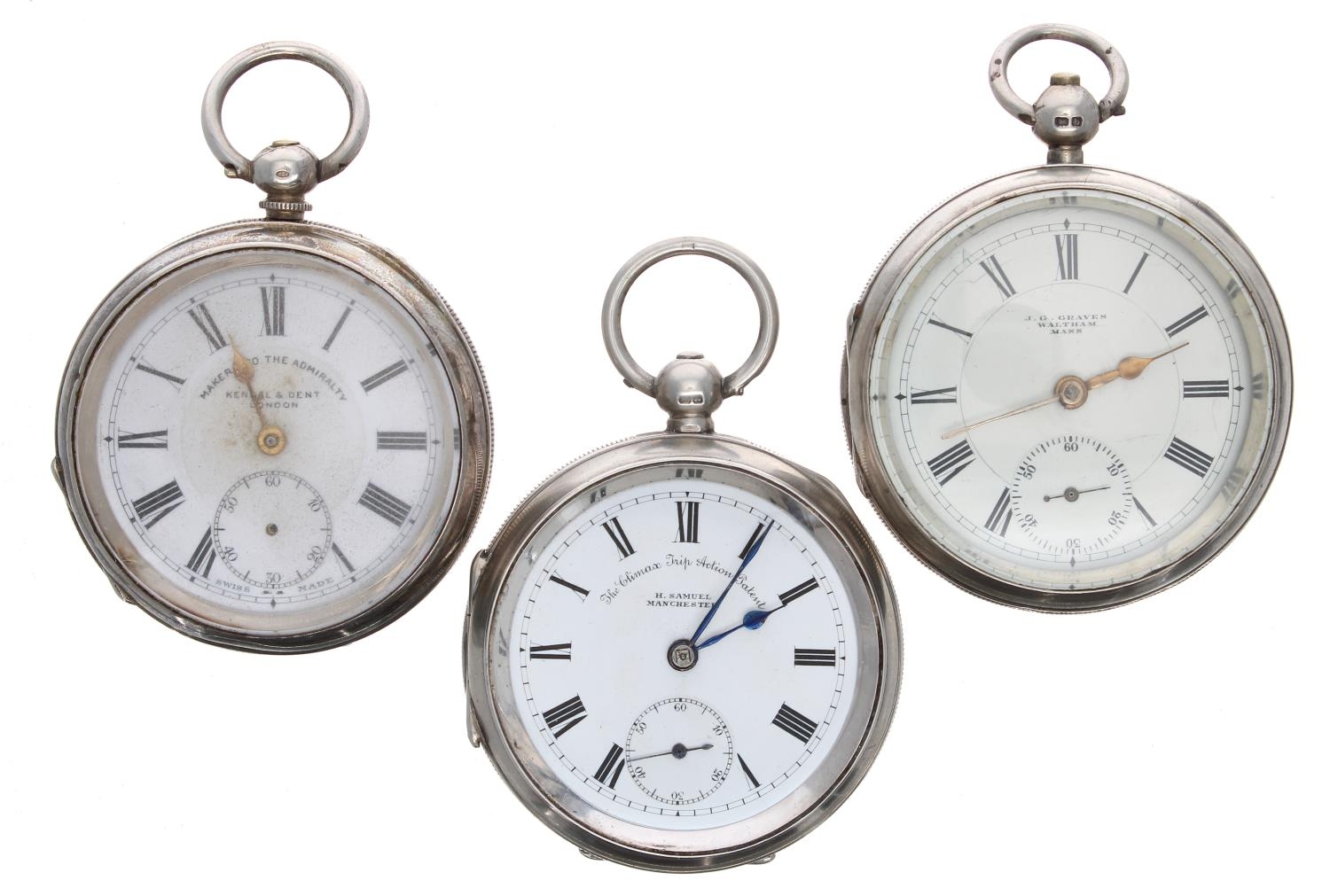 Silver Waltham lever pocket watch for repair, Birmingham 1901, signed movement, no. 844994, with