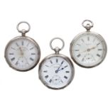 Silver Waltham lever pocket watch for repair, Birmingham 1901, signed movement, no. 844994, with