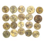 Twenty fusee lever pocket watch movements principally for repair to include makers Will'm Holmes;