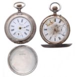 New York Standard Watch Co. silver lever hunter pocket watch, signed movement, signed dial, floral