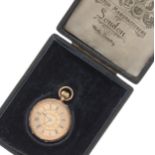 Edwardian 9ct lever fob watch, Birmingham 1907, gilt frosted three quarter plate movement, no.