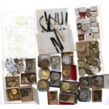 Quantity of wristwatch and pocket watch part and accessories to include glasses, movement parts