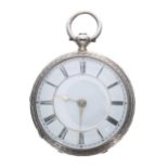 Victorian silver fusee lever pocket watch, London 1884, signed Plimmer, Altrincham, no. 36157, Roman
