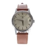 Favre-Leuba Genéve Daymatic automatic stainless steel gentleman's wristwatch, circular silvered dial