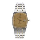 Omega Seamaster Quartz bi-colour gentleman's bracelet watch, cal.1430, squared champagne dial with