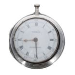 Late 18th century silver pair cased verge pocket watch in need of repair, the fusee movement