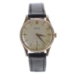 Rolex Precision 9ct gentleman's wristwatch,  case no. 128xx, circa 1960, signed silvered dial with