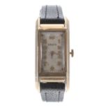 Gruen gold filled and stainless steel rectangular curved gentleman's wristwatch,