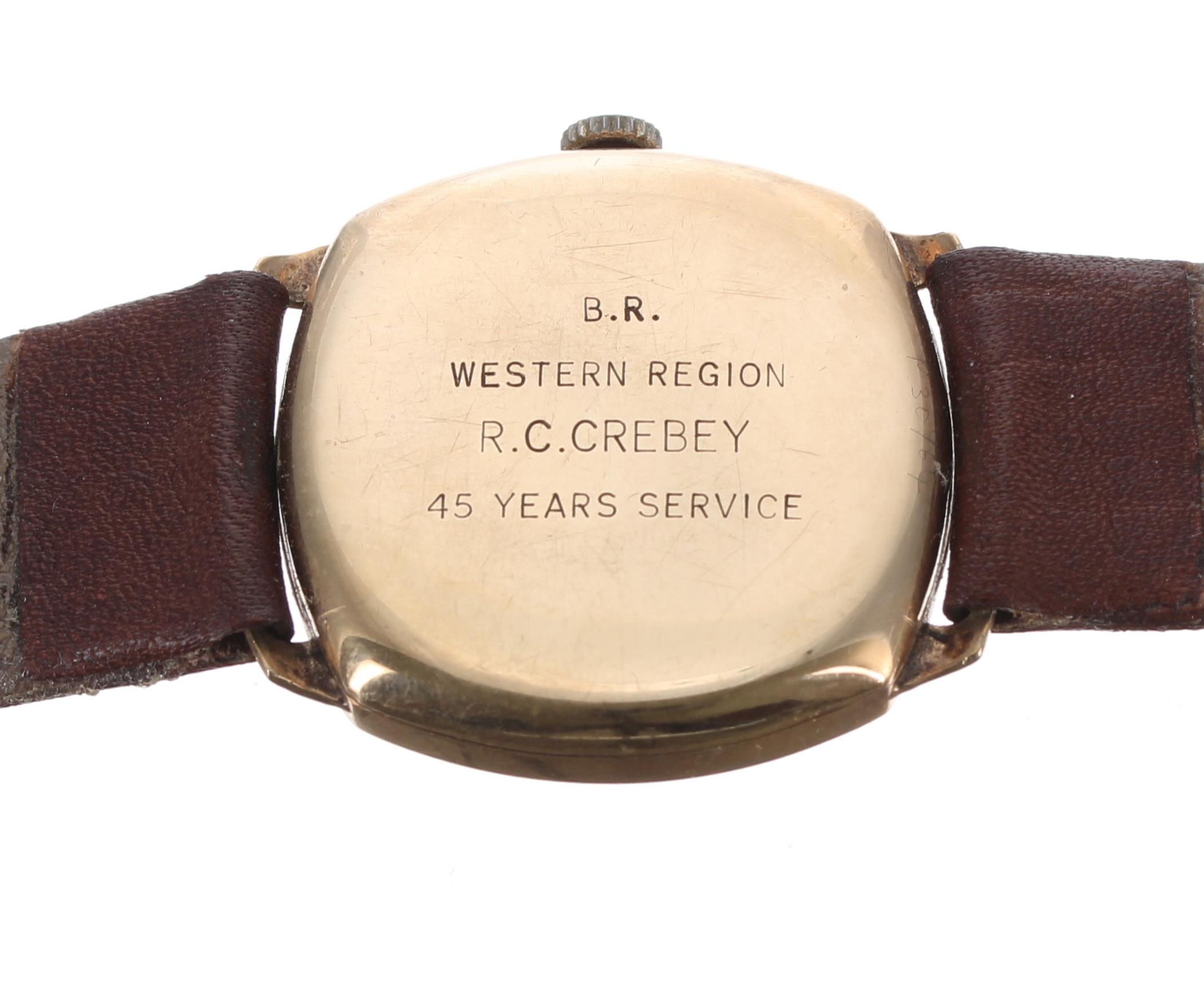 Garrard 9ct cushion case gentleman's wristwatch, Birmingham 1957, the signed circular silvered - Image 3 of 4