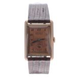 Gruen Veri-Thin Precision 10k gold filled rectangular curved wristwatch,