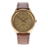 Omega De Ville Quartz gold plated gentleman's wristwatch, circa late 1970s, champagne dial with