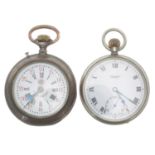 Roskopf Patent Wille Freres white metal (0.800) lever pocket watch, signed gilt frosted movement,