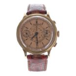 Eberhard 18ct oversized monopusher chronograph gentleman's wristwatch, circular salmon dial with