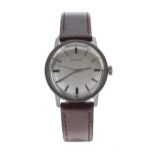 Bulova mid-size stainless steel gentleman's wristwatch, circa 1960s, silvered dial with baton
