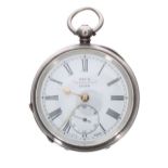 Kay's 'Perfection' Lever silver (.935) engine turned pocket watch, gilt frosted movement with dust