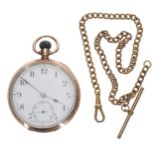 Zenith 9ct lever pocket watch, Birmingham 1915, 17 jewel movement, no. 2085338, the dial with Arabic