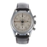 Lorton Watch Co chronograph stainless steel gentleman's wristwatch, circa 1950s, signed silvered