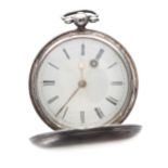 Victorian silver verge hunter pocket watch, London 1839, the fusee movement signed W'm Mann,