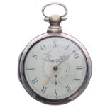George III silver verge pair cased pocket watch, Birmingham 1818, the fusee movement signed
