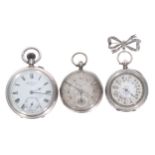 J.W. Benson 'The Bank' silver lever pocket watch, London 1912, 50mm (movement at fault); together