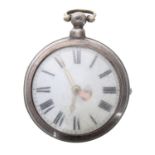 Silver verge pair cased pocket watch for repair, London 1856, the fusee movement signed Thos