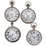 Three Goliath nickel cased lever pocket watches for repair; together with a Goliath nickel cased