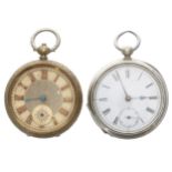 D.F&C. (Dimier Freres & Cie ) white metal lever pocket watch, signed movement